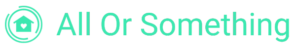 Text: "All Or Something2 with a logo of a house sillohette with a heart cut out the centre, all in turquoise